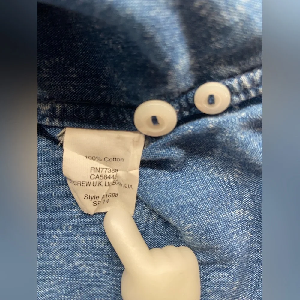 J. Crew Blue Short-Sleeve Button-Down Shirt with Subtle Print